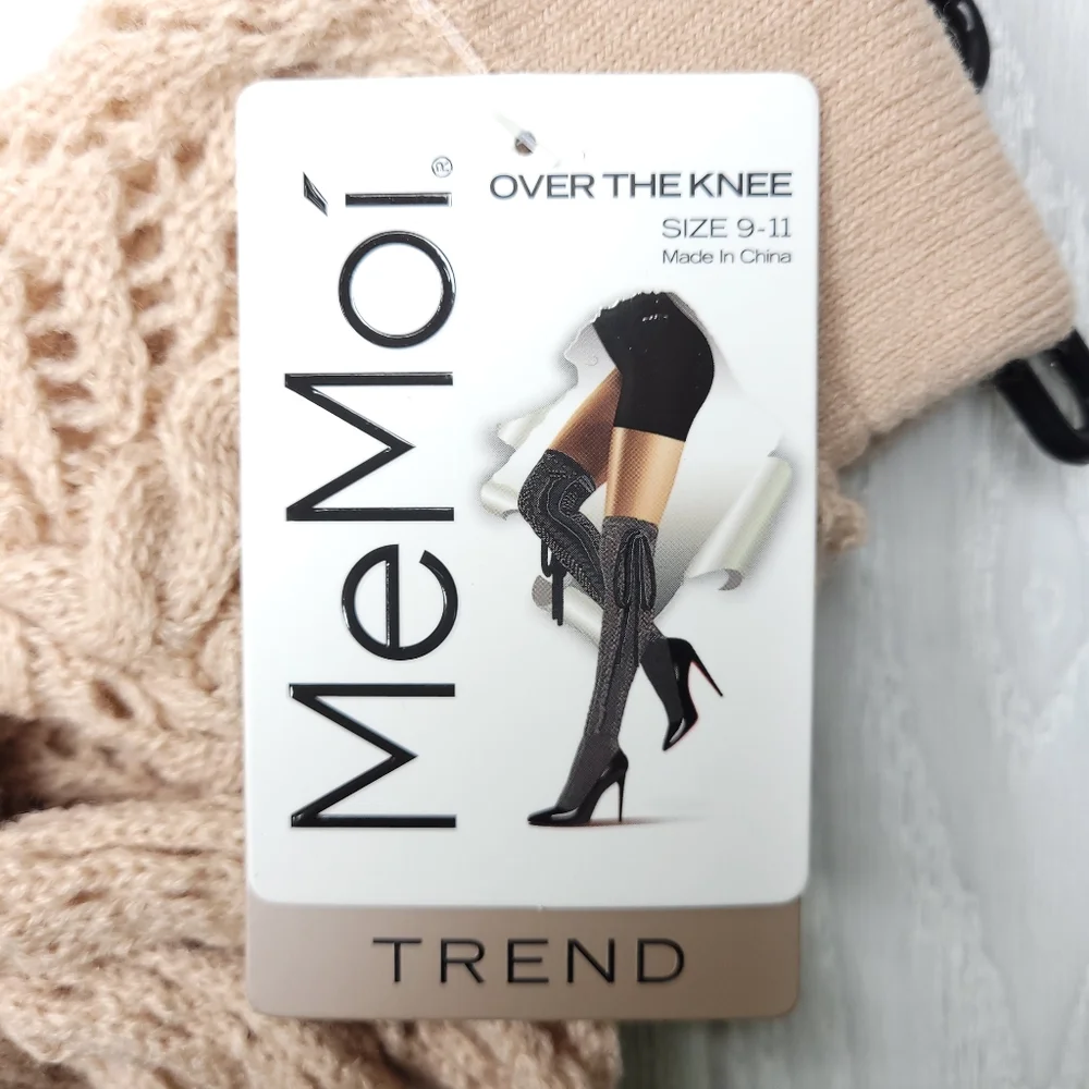 Memoi Knit Pointelle Bow Knee High Socks 1pr - Picture 6 of 6